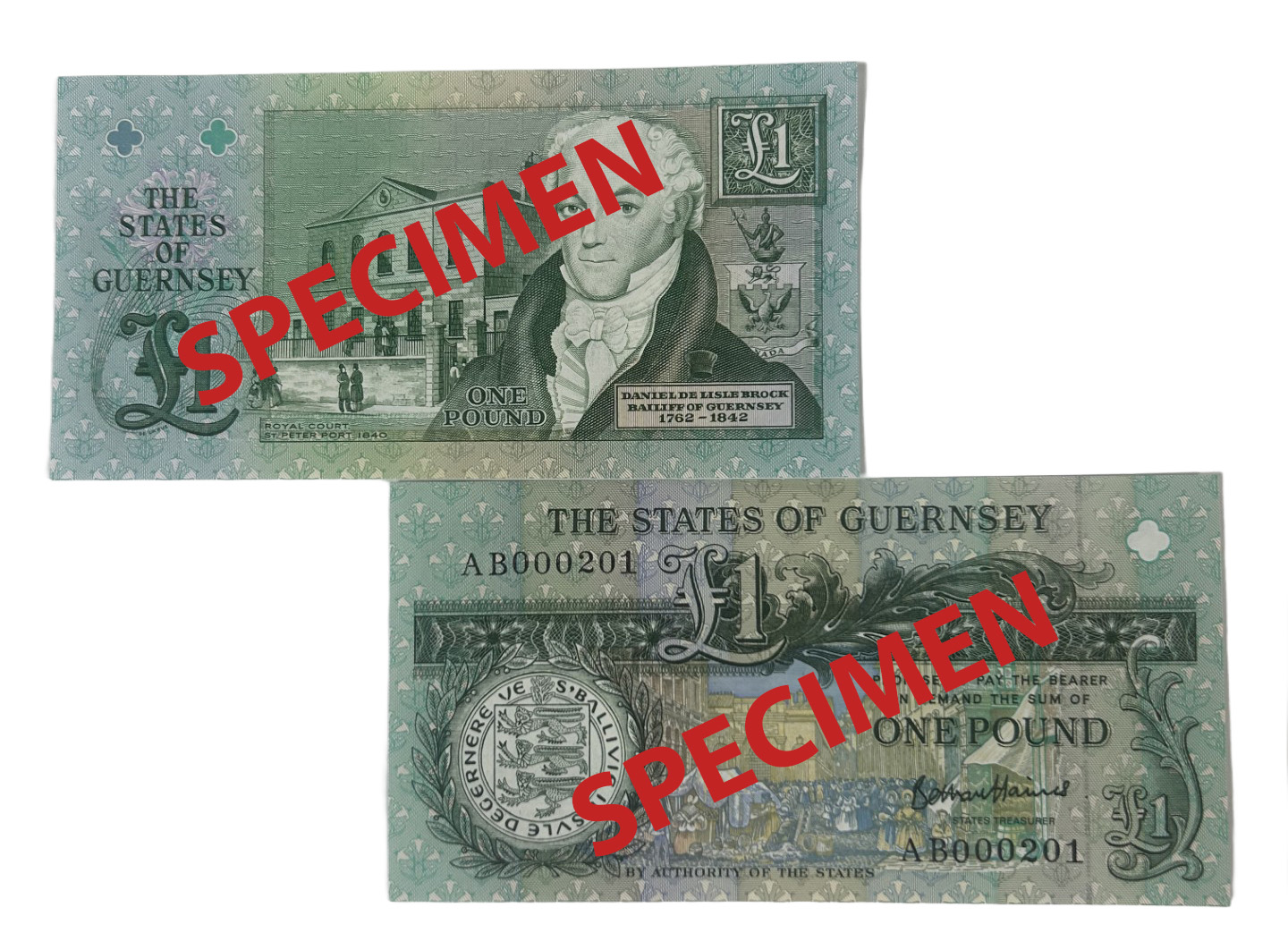 £1 B Haines signatory Guernsey Bank Noe (AB Prefix)